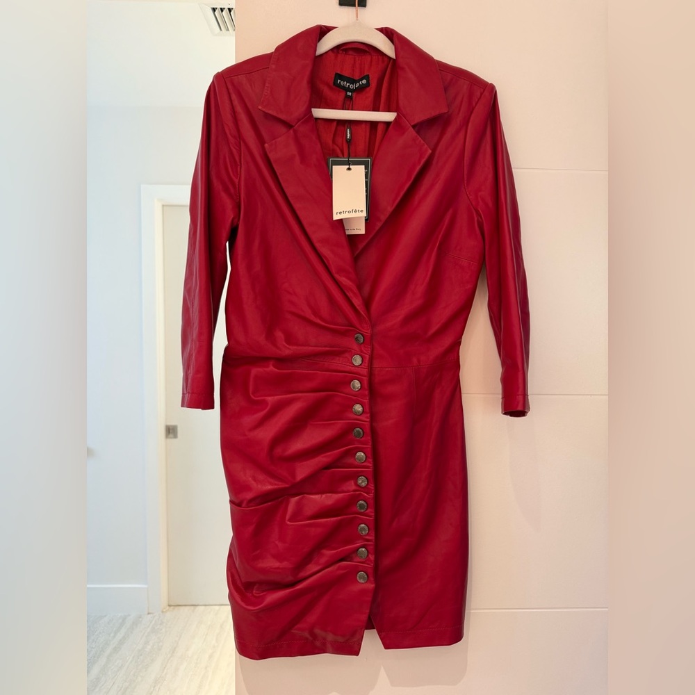 Retrofête Red Button-Down Leather Dress
With tags, never worn size M